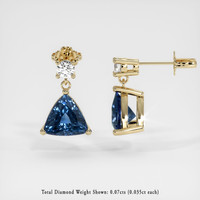 1.05 Ct.Tw. Blue Sapphire Earrings, 14K Yellow Gold 2