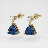 1.05 Ct.Tw. Blue Sapphire Earrings, 14K Yellow Gold 3