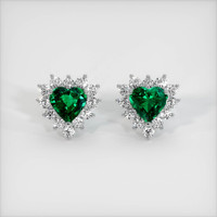 Halo Emerald Earrings 6.58 Ct.Tw.Total Carat Weight, Platinum 950 Preview