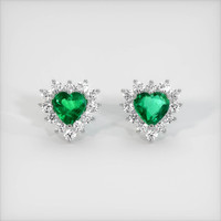 Halo Emerald Earrings 0.75 Ct.Tw.Total Carat Weight, 18K White Gold Preview