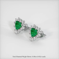 Halo Emerald Earrings 0.75 Ct.Tw.Total Carat Weight, 18K White Gold Preview