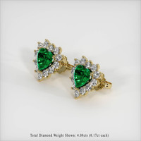 <span>6.58</span> <span class="tooltip-light">Ct.Tw.<span class="tooltiptext">Total Carat Weight</span></span> Emerald Earrings, 18K Yellow Gold 2