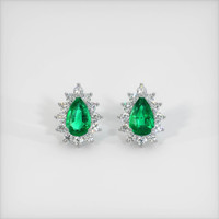 <span>3.27</span>&nbsp;<span class="tooltip-light">Ct.Tw.<span class="tooltiptext">Total Carat Weight</span></span> Emerald Earrings, 18K White Gold 1