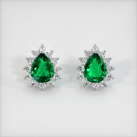 3.19 Ct.Tw. Emerald Earrings, 18K White Gold 1