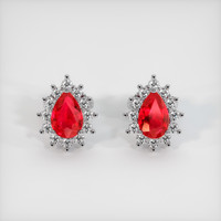 0.98 Ct.Tw. Ruby Earrings, 18K White Gold 1