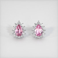 2.60 Ct.Tw. Pink Sapphire Earrings, 18K White Gold 1