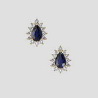 <span>1.10</span> <span class="tooltip-light">Ct.Tw.<span class="tooltiptext">Total Carat Weight</span></span> Blue Sapphire Earrings, 14K Yellow Gold 1