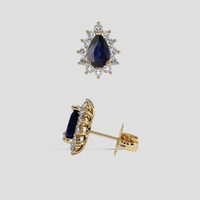 <span>1.10</span> <span class="tooltip-light">Ct.Tw.<span class="tooltiptext">Total Carat Weight</span></span> Blue Sapphire Earrings, 14K Yellow Gold 2