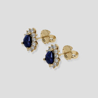 <span>1.10</span> <span class="tooltip-light">Ct.Tw.<span class="tooltiptext">Total Carat Weight</span></span> Blue Sapphire Earrings, 14K Yellow Gold 3
