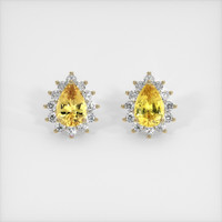<span>3.23</span>&nbsp;<span class="tooltip-light">Ct.Tw.<span class="tooltiptext">Total Carat Weight</span></span> Sapphire Earrings, 18K Yellow Gold 1