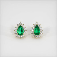 <span>3.27</span>&nbsp;<span class="tooltip-light">Ct.Tw.<span class="tooltiptext">Total Carat Weight</span></span> Emerald Earrings, 18K Yellow Gold 1