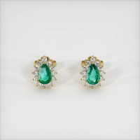 Emerald Earrings 0.71 Ct.Tw.Total Carat Weight, 18K Yellow Gold Preview