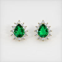 <span>1.66</span>&nbsp;<span class="tooltip-light">Ct.Tw.<span class="tooltiptext">Total Carat Weight</span></span> Emerald Earrings, 18K Yellow Gold 1