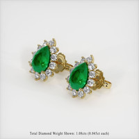 3.19 Ct.Tw. Emerald Earrings, 18K Yellow Gold 2