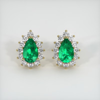 1.34 Ct.Tw. Emerald Earrings, 18K Yellow Gold 1