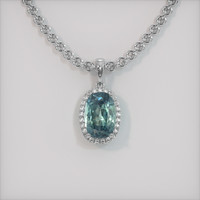 7.47 Ct. Bluish Green Sapphire Pendant, Platinum 950 1
