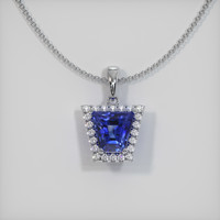 2.06 Ct. Blue Sapphire Pendant, 14K White Gold 1