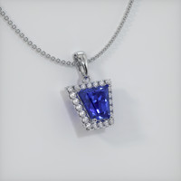 2.06 Ct. Blue Sapphire Pendant, 14K White Gold 2