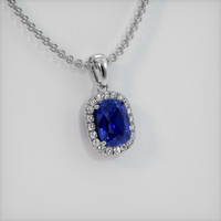 3.02 Ct. Blue Sapphire Pendant, 14K White Gold 2