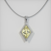 3.20 Ct. Yellowish Green Sapphire Pendant, 14K White Gold 1
