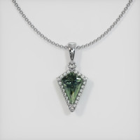 2.18 Ct. Green Sapphire Pendant, 14K White Gold 1