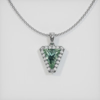 0.93 Ct. Bluish Green Sapphire Pendant, 14K White Gold 1