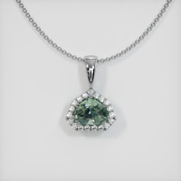 1.20 Ct. Green Sapphire Pendant, 14K White Gold 1