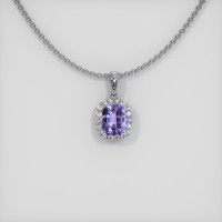 0.80 Ct. Sapphire Pendant, 14K White Gold 1