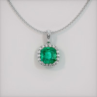 1.26 Ct. Emerald Pendant, 18K White Gold 1