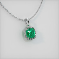 1.26 Ct. Emerald Pendant, 18K White Gold 2
