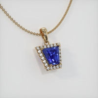 2.06 Ct. Blue Sapphire Pendant, 14K Yellow Gold 2