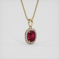 1.00 Ct. Pinkish Red Ruby Pendant, 14K Yellow Gold 2