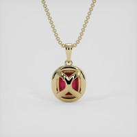 1.00 Ct. Pinkish Red Ruby Pendant, 14K Yellow Gold 4