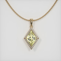 3.20 Ct. Yellowish Green Sapphire Pendant, 14K Yellow Gold 1