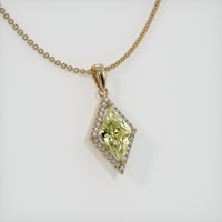 3.20 Ct. Yellowish Green Sapphire Pendant, 14K Yellow Gold 2