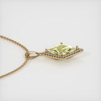 3.20 Ct. Yellowish Green Sapphire Pendant, 14K Yellow Gold 3