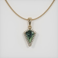 2.18 Ct. Green Sapphire Pendant, 14K Yellow Gold 1