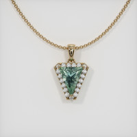 0.93 Ct. Bluish Green Sapphire Pendant, 14K Yellow Gold 1