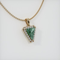0.93 Ct. Bluish Green Sapphire Pendant, 14K Yellow Gold 2