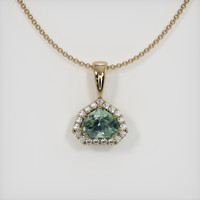 1.20 Ct. Green Sapphire Pendant, 14K Yellow Gold 1
