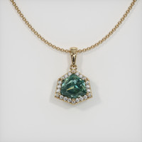 2.44 Ct. Bluish Green Sapphire Pendant, 14K Yellow Gold 1