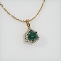 2.44 Ct. Bluish Green Sapphire Pendant, 14K Yellow Gold 2