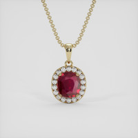 1.00 Ct. Pinkish Red Ruby Pendant, 18K Yellow Gold 1