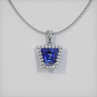 2.06 Ct. Blue Sapphire Pendant, 14K White Gold 1