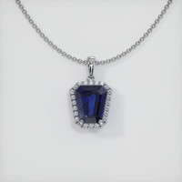 3.43 Ct. Blue Sapphire Pendant, 14K White Gold 1