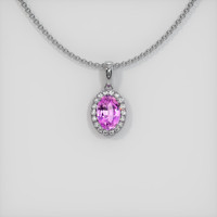 0.54 Ct. Sapphire Pendant, 14K White Gold 1