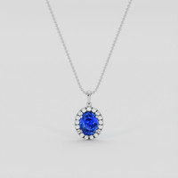 1.51 Ct. Blue Sapphire Pendant, 14K White Gold 1