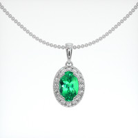 0.78 Ct. Emerald Pendant, 18K White Gold 1