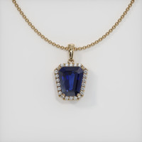 3.43 Ct. Blue Sapphire Pendant, 14K Yellow Gold 1
