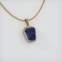 3.43 Ct. Blue Sapphire Pendant, 14K Yellow Gold 2